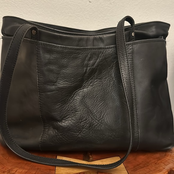 Ellington Black Leather Tote Bag purse Laptop - Picture 4 of 9